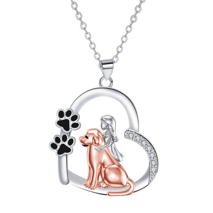 Hjärta Shaped Hund And Girl Halsband
