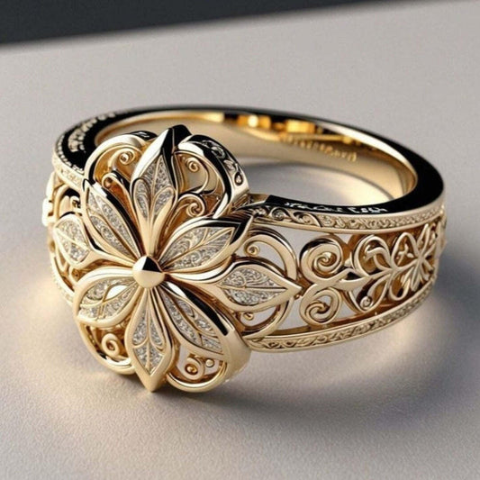 Exotic Floral Zirconia Guldfärgad Ring