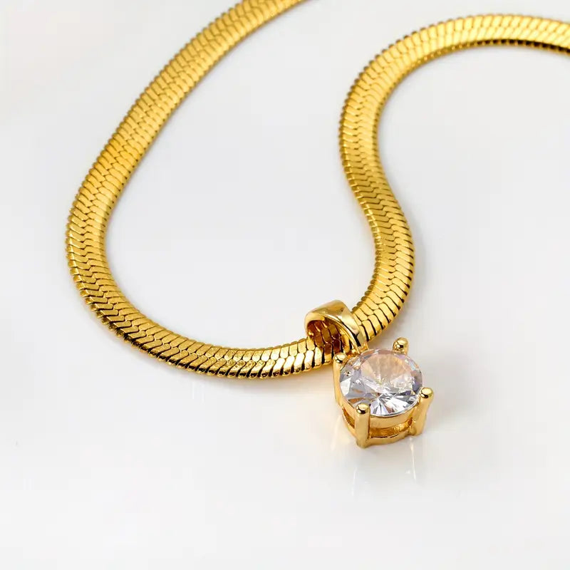 Elegant Rhinestone halsband med hänge | Guld