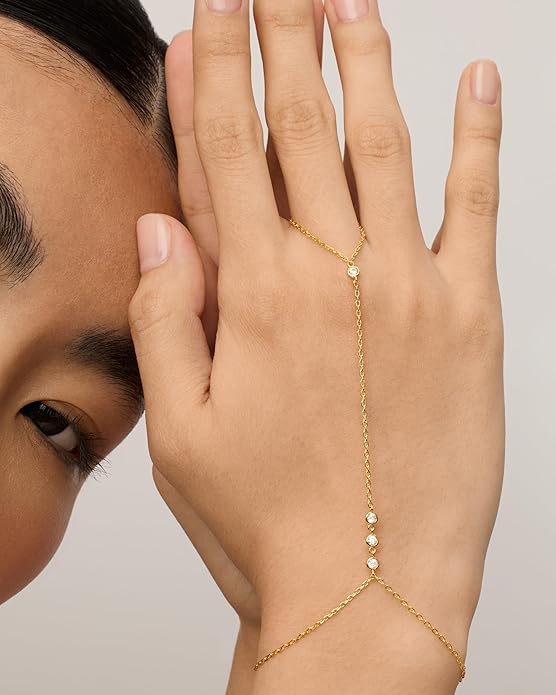 Pärlprydd handkedja | Guld