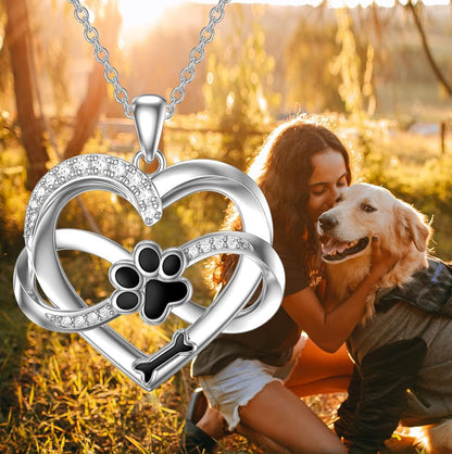 Infinity Halskette Mit Herz Pfote Aus 925er Silber Symbolischer Tierschmuck