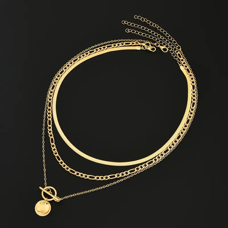 Savira Textured Coin Lager-på-lager halsband | Guld
