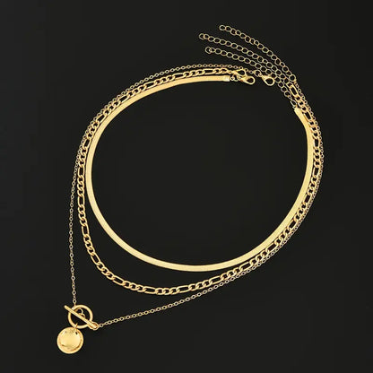 Savira Textured Coin Lager-på-lager halsband | Guld