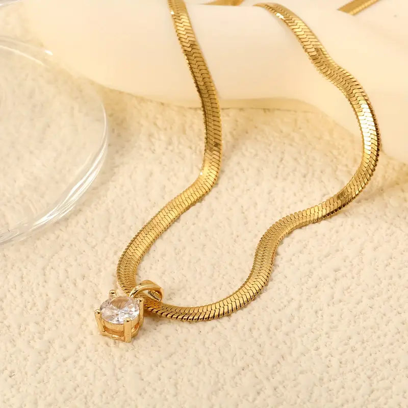 Elegant Rhinestone halsband med hänge | Guld