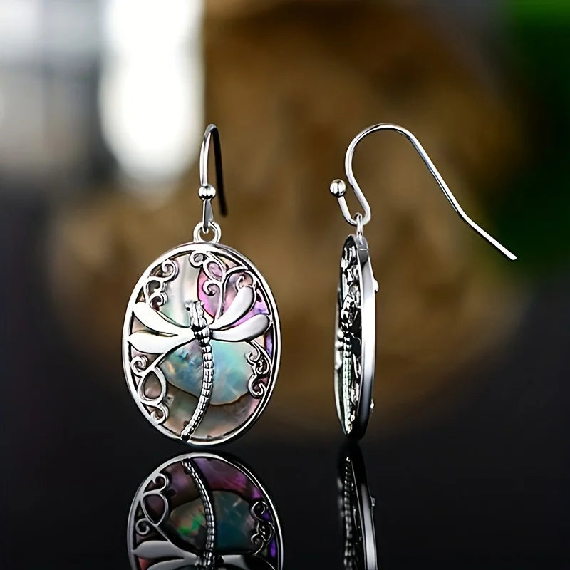 Abalone Snäcka Trollslända Örhängen Symbol Of Renewal Grace