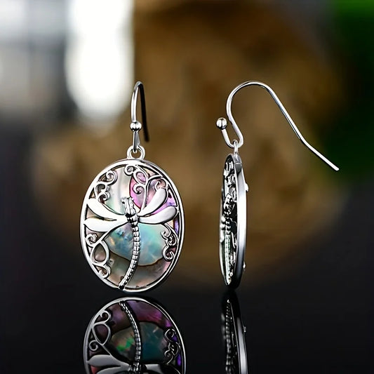 Abalone Snäcka Trollslända Örhängen Symbol Of Renewal Grace