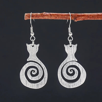 Vintage Katt Spiral Dangle Örhängen