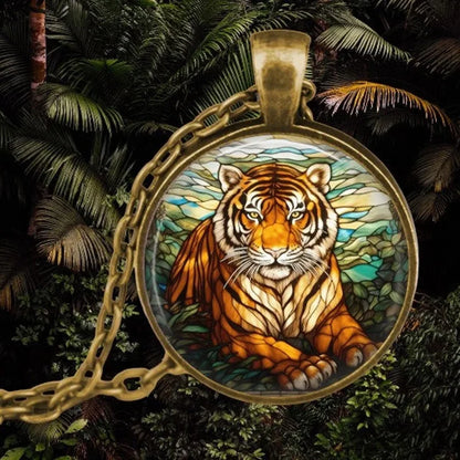 Skog Spirit Animal Glass Hänge Halsband