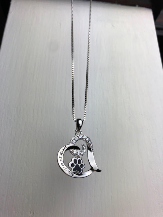 Sterling Pet Memorial Hjärta Halsband