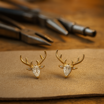 Antler Örhängen With Clear Zircon