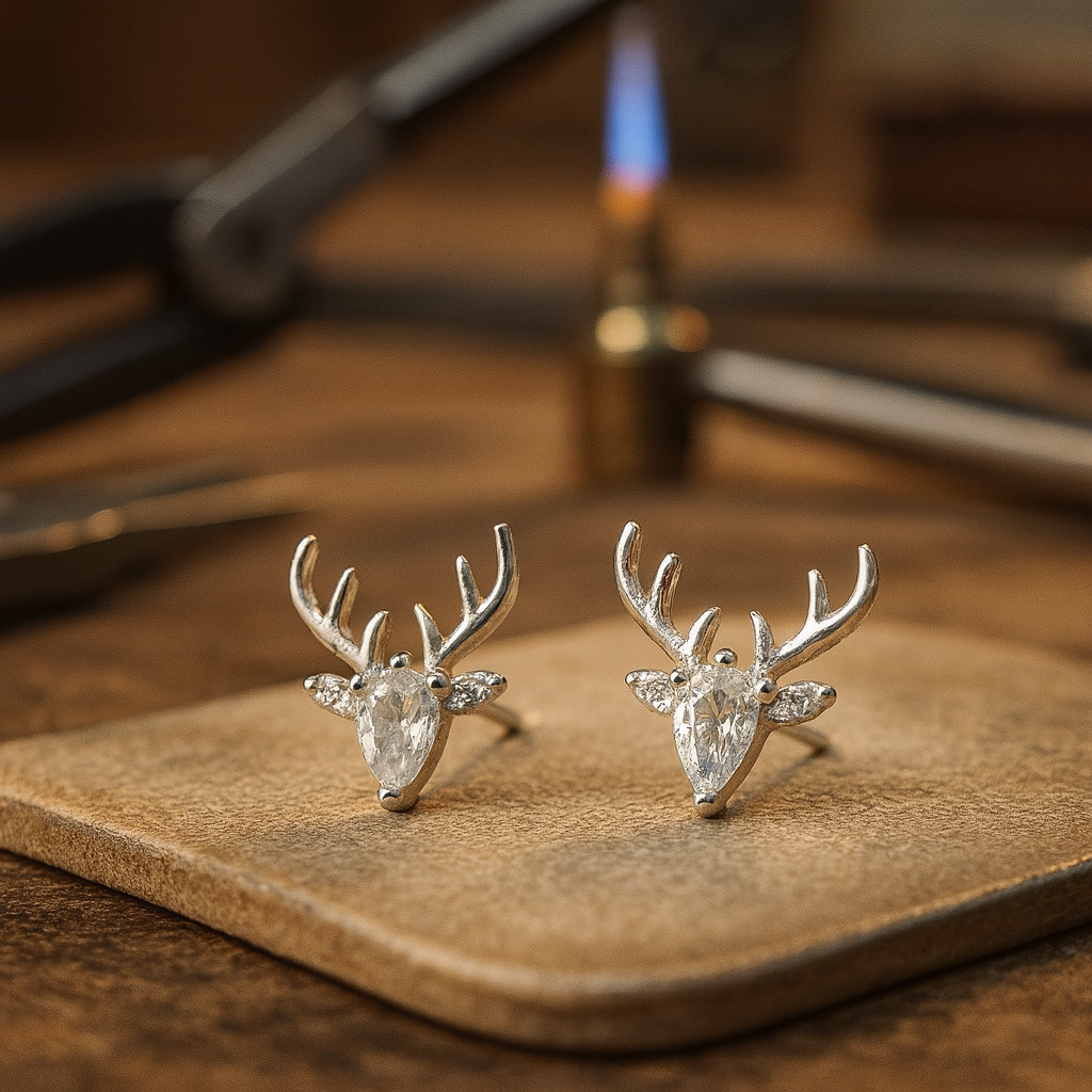 Antler Örhängen With Clear Zircon