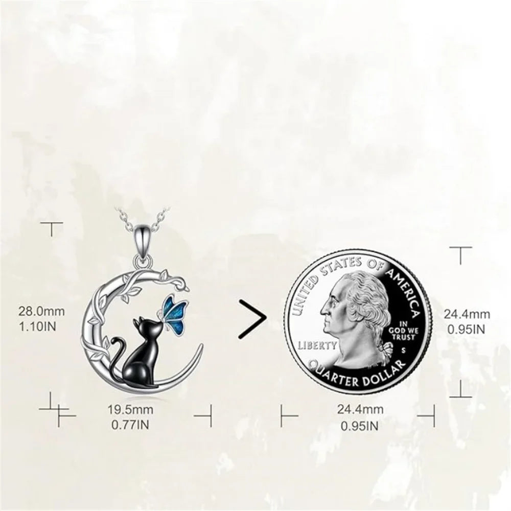 Måne Katt Fjäril Memorial Hänge Halsband