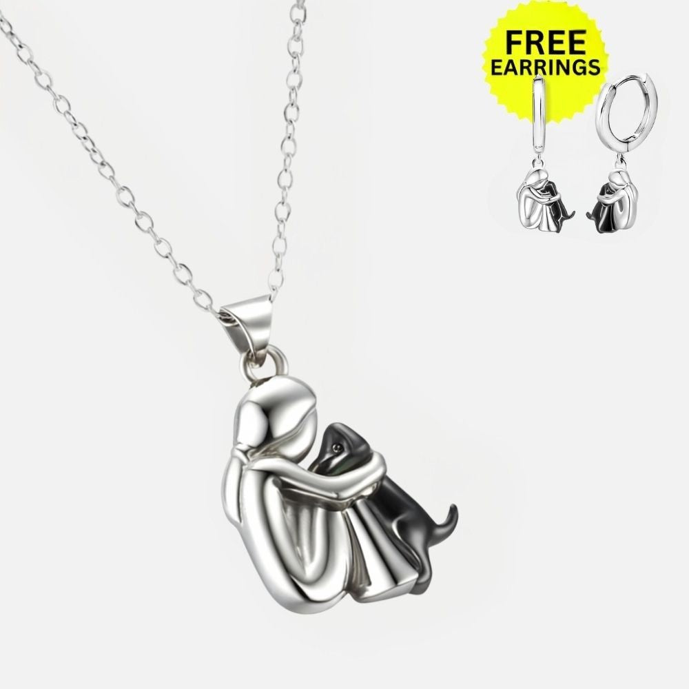 Sterling Silver Hund Mom Halsband Set