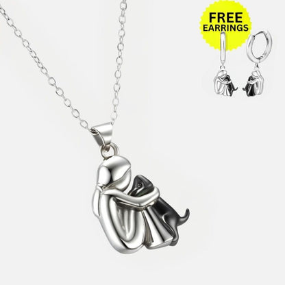 Sterling Silver Hund Mom Halsband Set