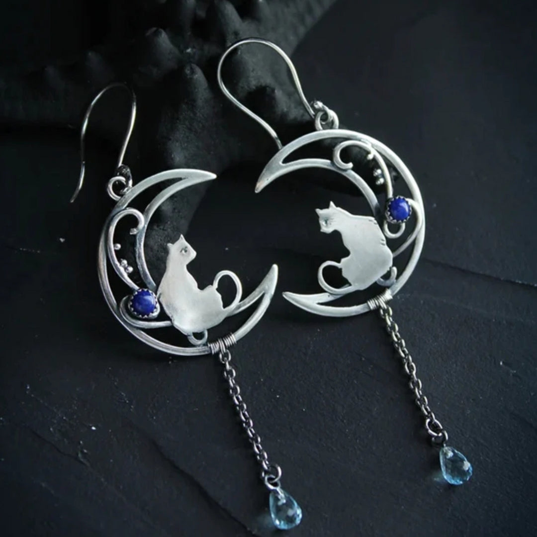 Blue Zirconia Katt Boho Örhängen In Sterling Silver