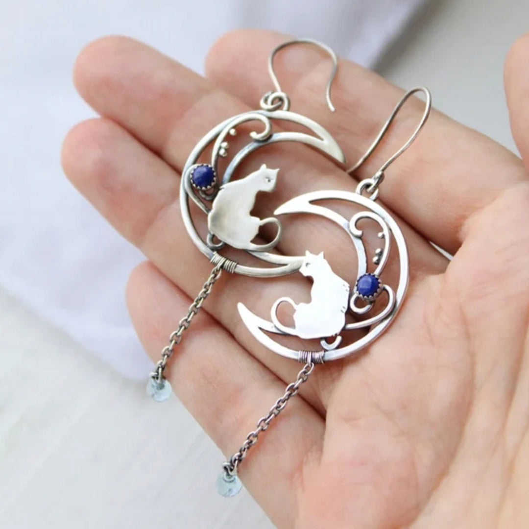 Blue Zirconia Katt Boho Örhängen In Sterling Silver
