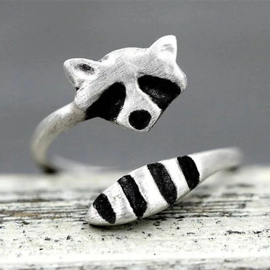 Vintage Raccoon Ring Justerbar Silver