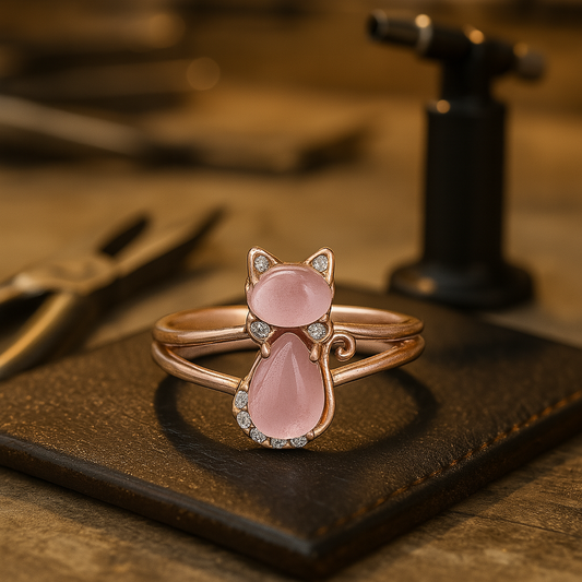 Katt Ring In Ros Guld