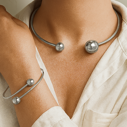 Minimalistisk Glow Collar & Cuff armband Set | Guld