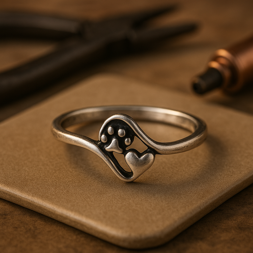 Vintage Sterling Silver Tass And Hjärta Ring