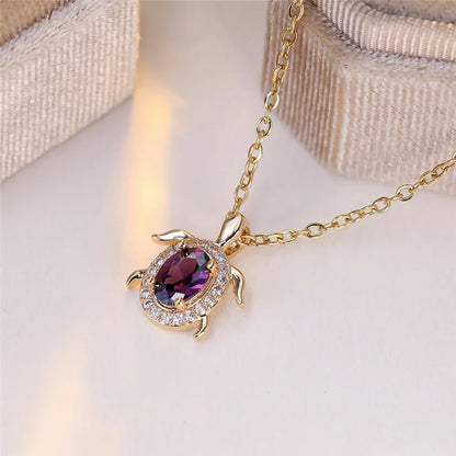 Purple Kristall Sköldpadda Hänge Halsband