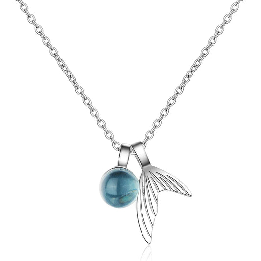 Sterling Silver Mermaid Tail Sapphire Halsband