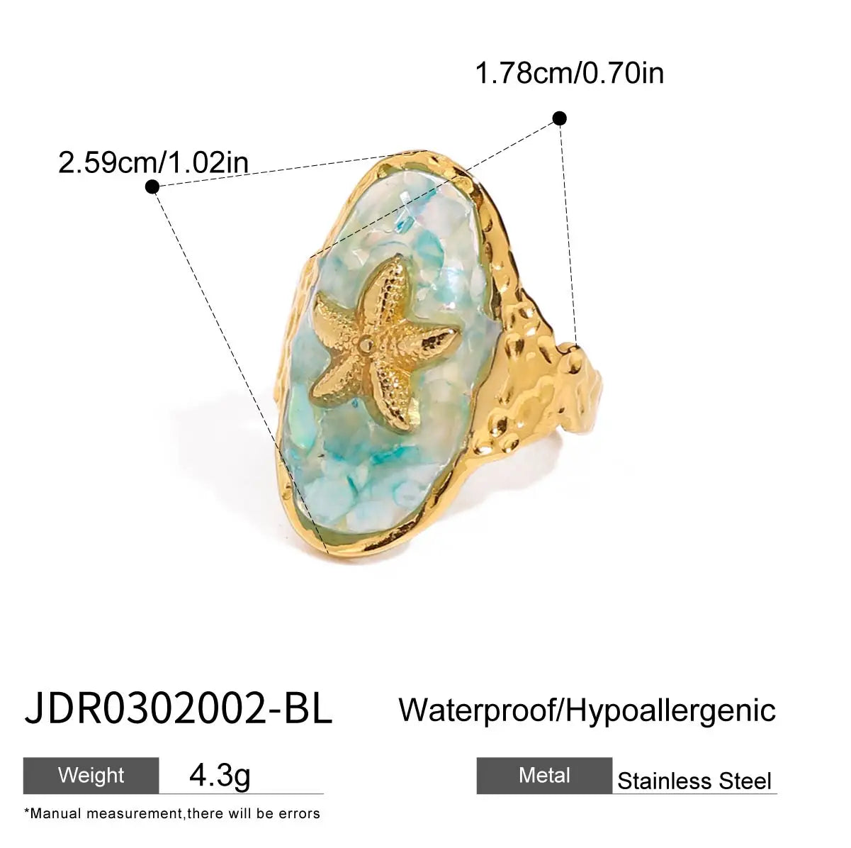Ocean Sjöstjärna Snäcka Statement Ring
