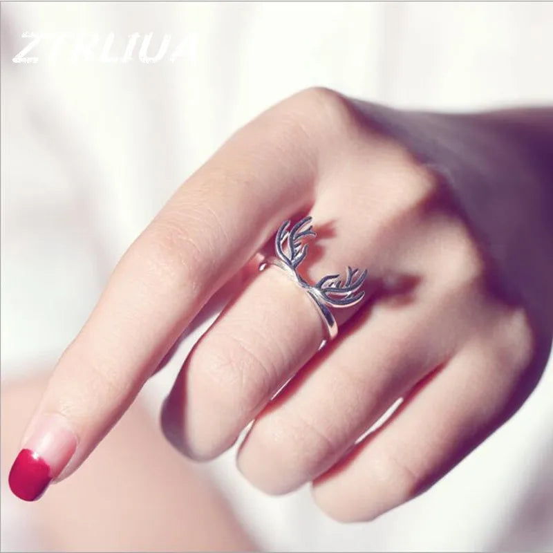 Sterling Silver Antler Ring Justerbar