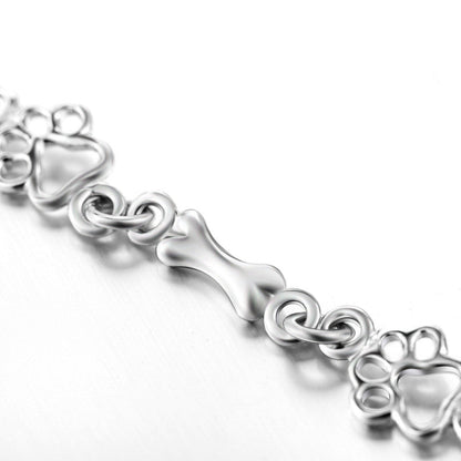 Limited Edition Pure Silver Hund Tass And Bone Charms Armband