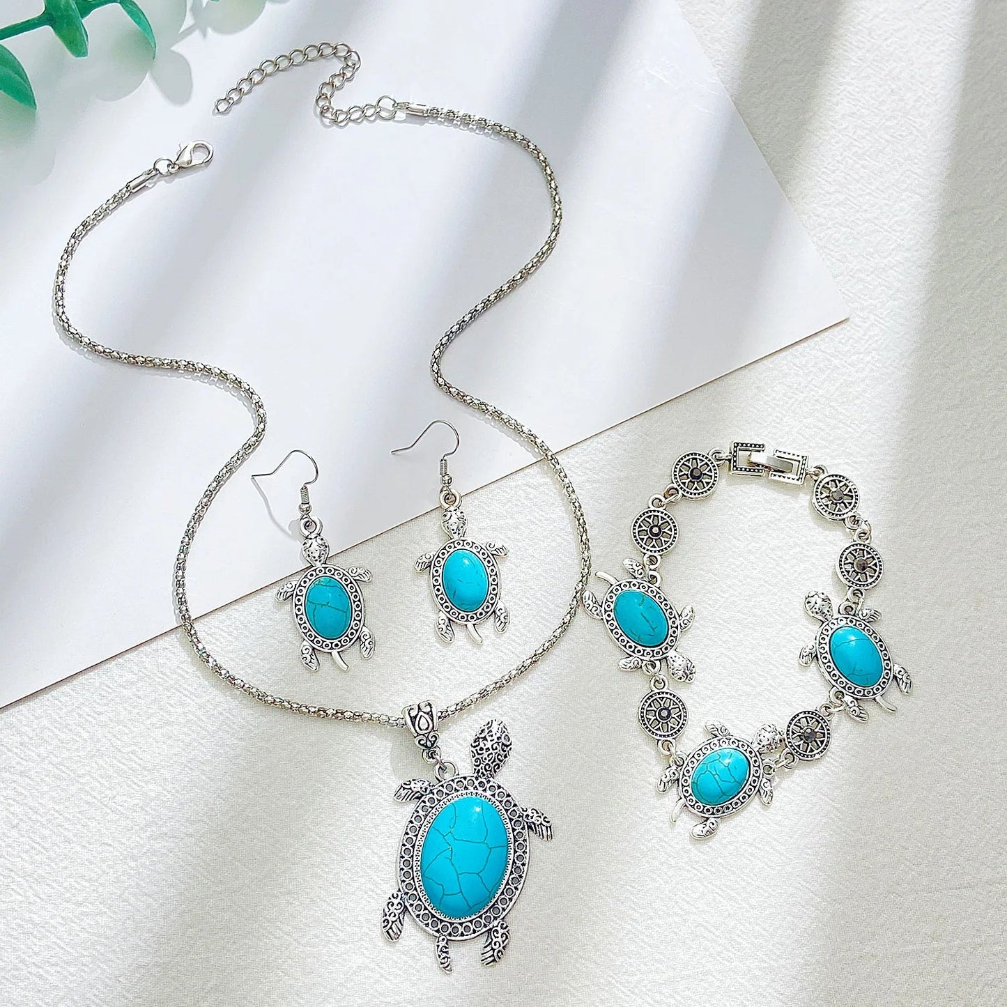 Turquoise Tortoise Jewelry Collection Set