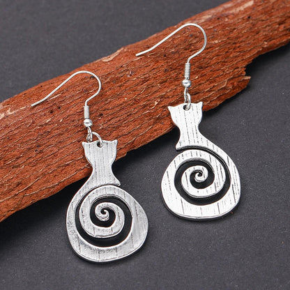 Vintage Katt Spiral Dangle Örhängen