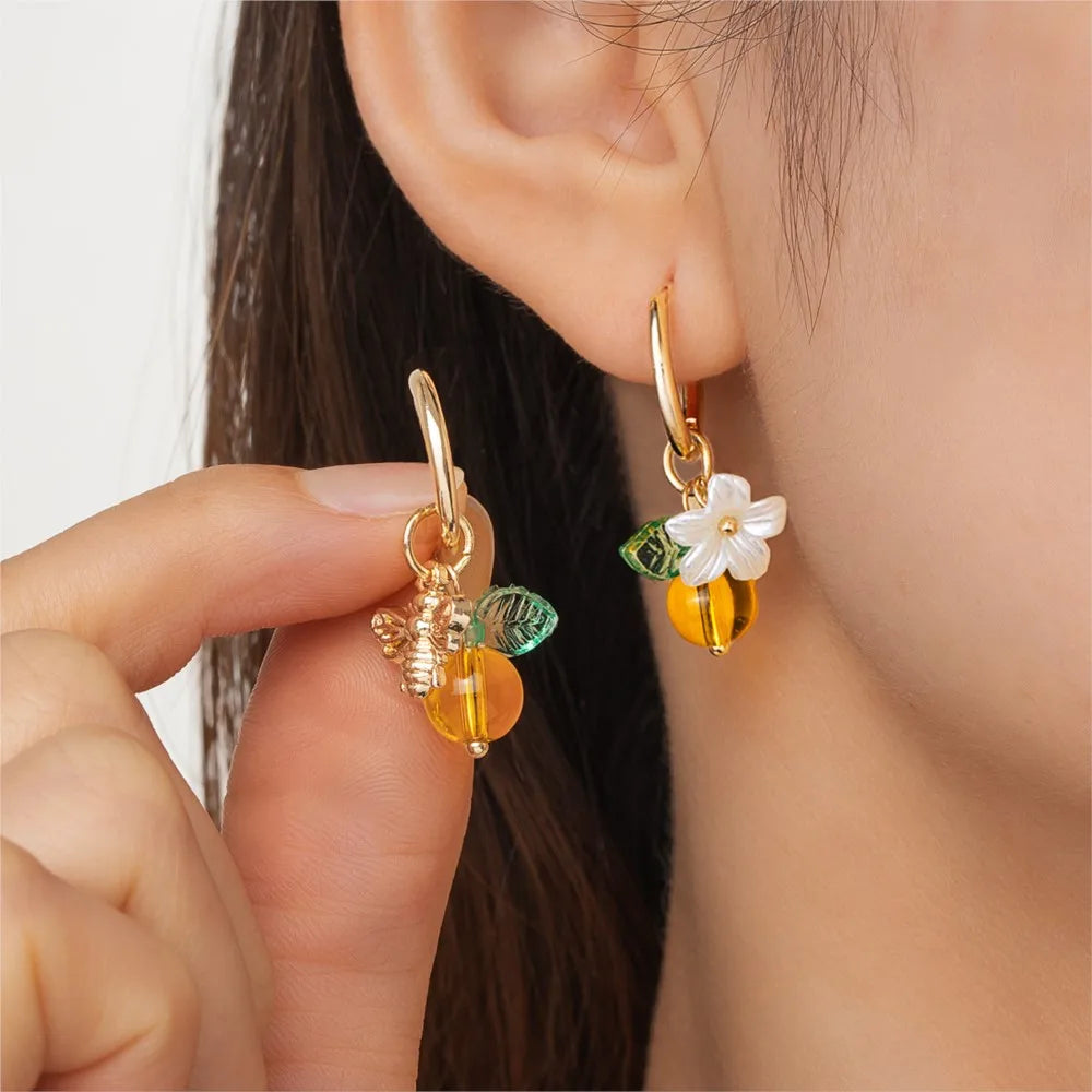 Orange Blossom Bi Hoop Örhängen
