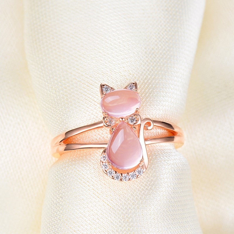 Katt Ring In Ros Guld