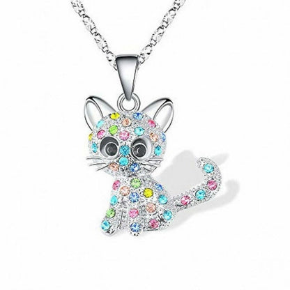 Silver Baby Kittens And Coloured Zirconia Halsband
