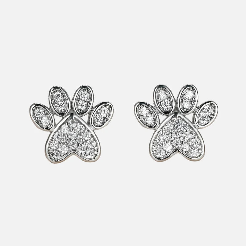 White Guld Hjärta Tass Studs