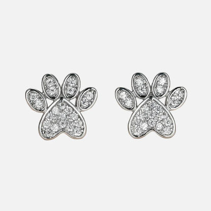 White Guld Hjärta Tass Studs