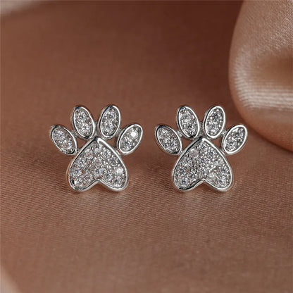 White Guld Hjärta Tass Studs