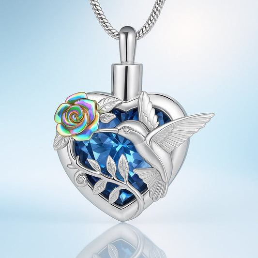 Kolibri Hjärta Urn Halsband