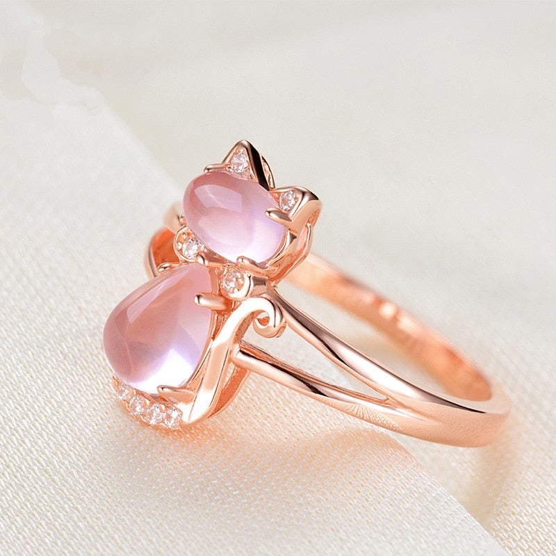 Katt Ring In Ros Guld