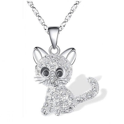 Silver Baby Kittens And Coloured Zirconia Halsband