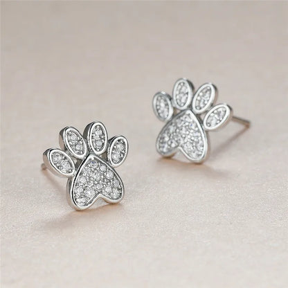 White Guld Hjärta Tass Studs