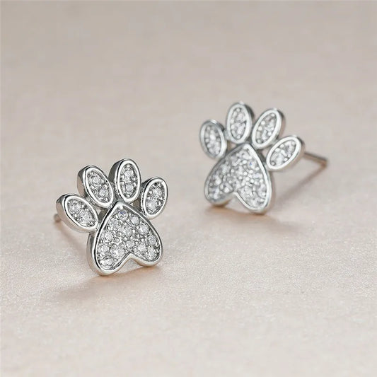 White Guld Hjärta Tass Studs