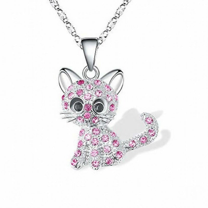 Silver Baby Kittens And Coloured Zirconia Halsband
