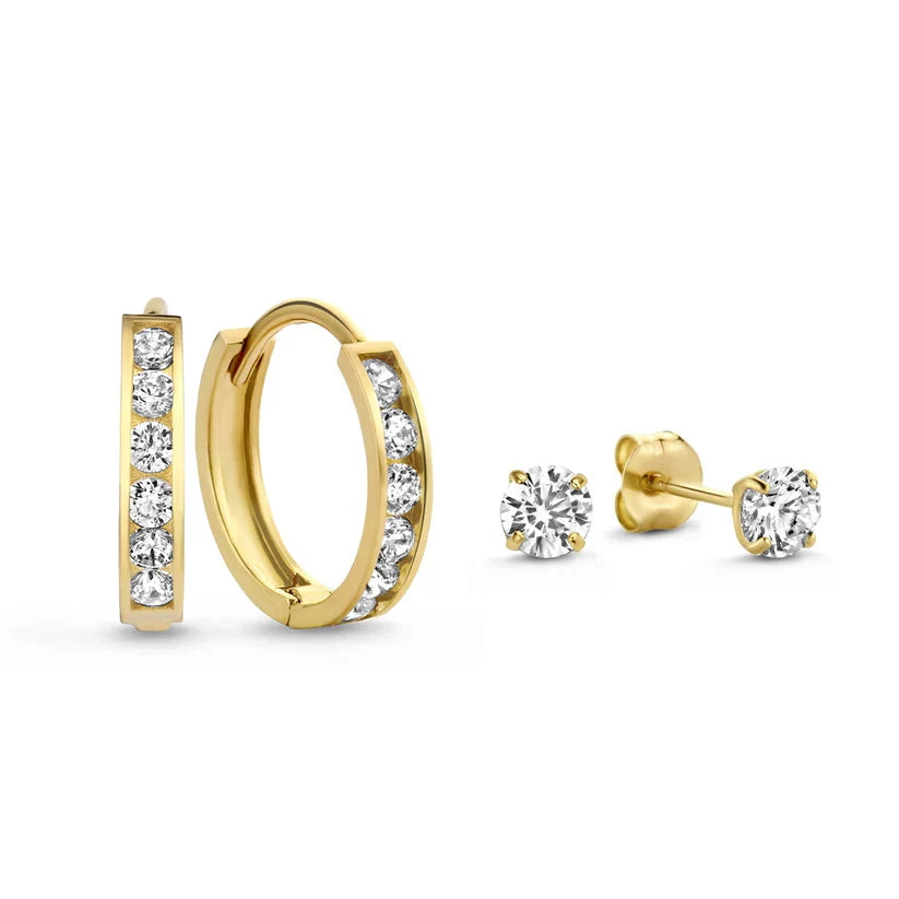 Dara Brillane Sten örhängen Set | Guld