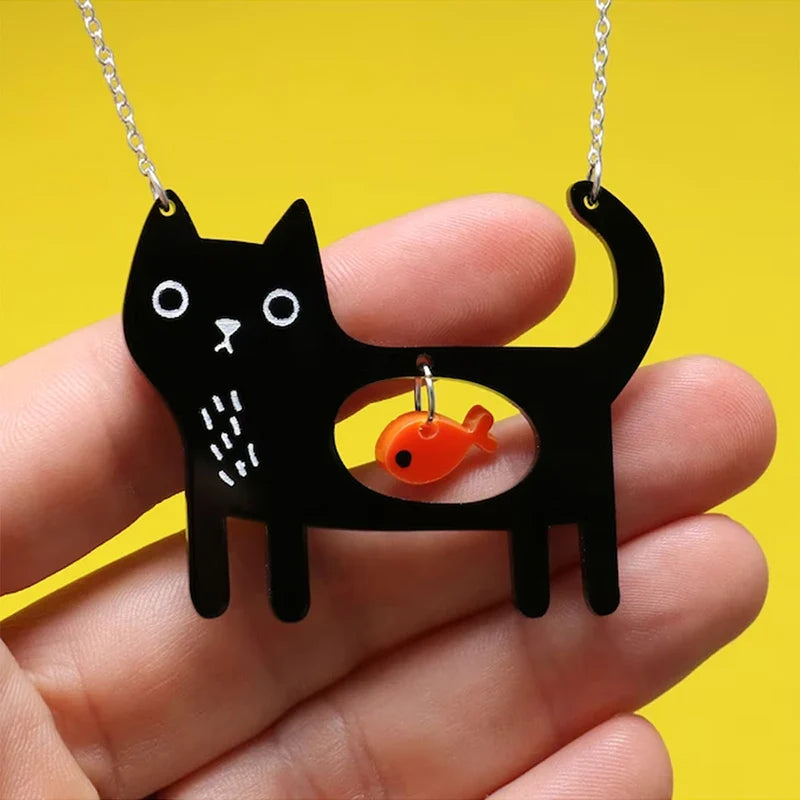 Whimsical Katt Fish Hänge Halsband