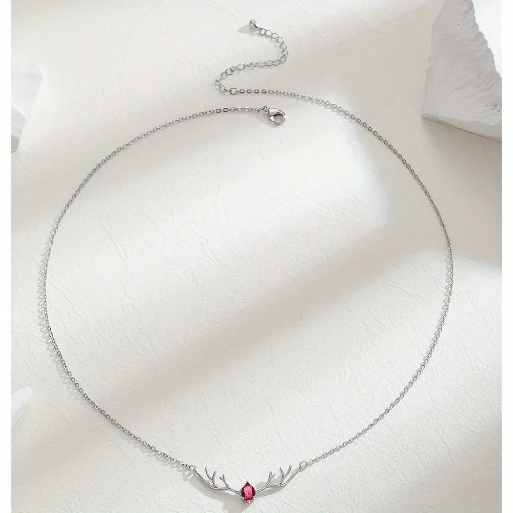 Deer Antler Hjärta Berlock Halsband