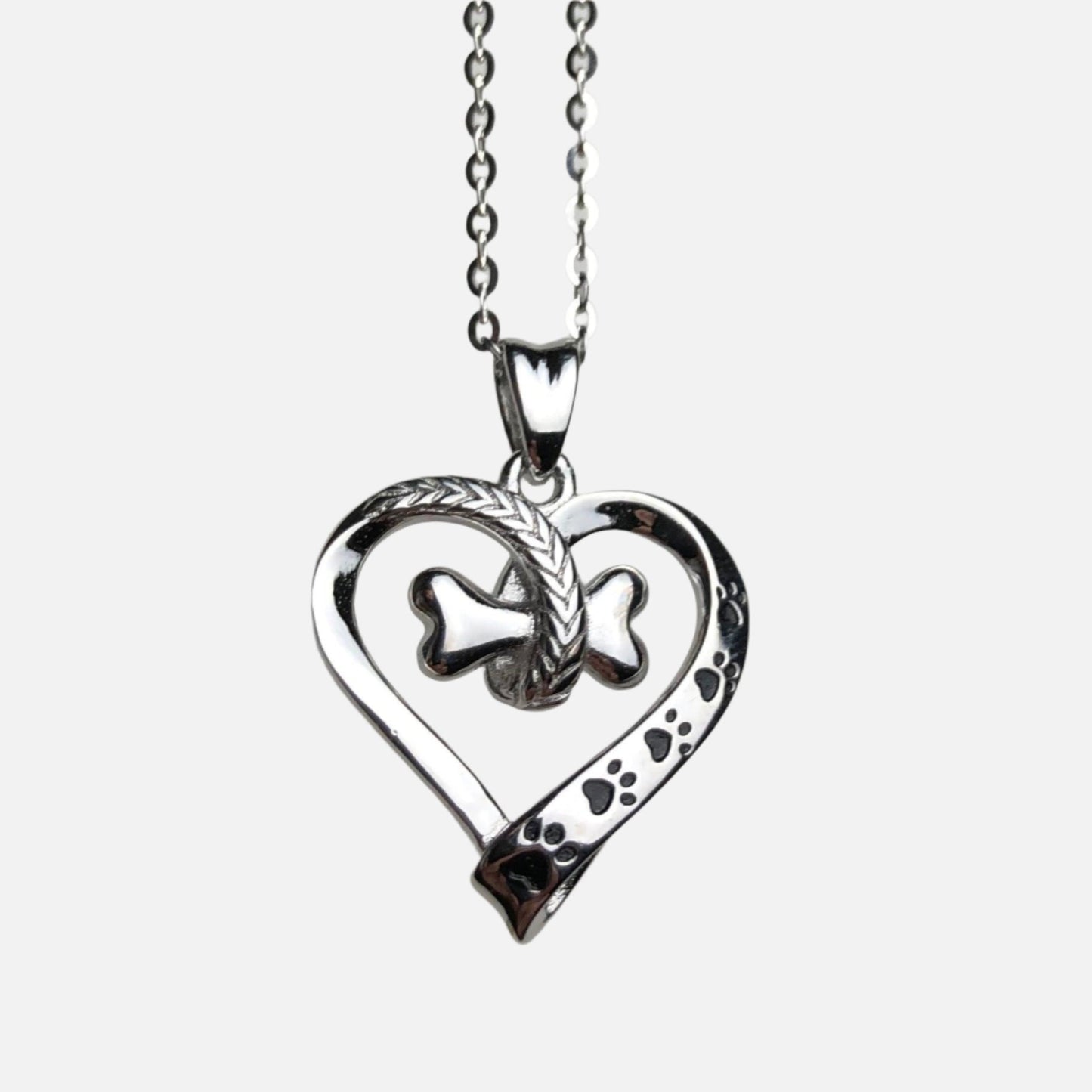 Sterling Silver Tass Print Hjärta Halsband 2