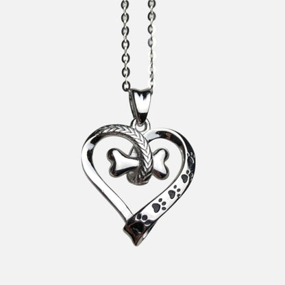 Sterling Silver Tass Print Hjärta Halsband 2