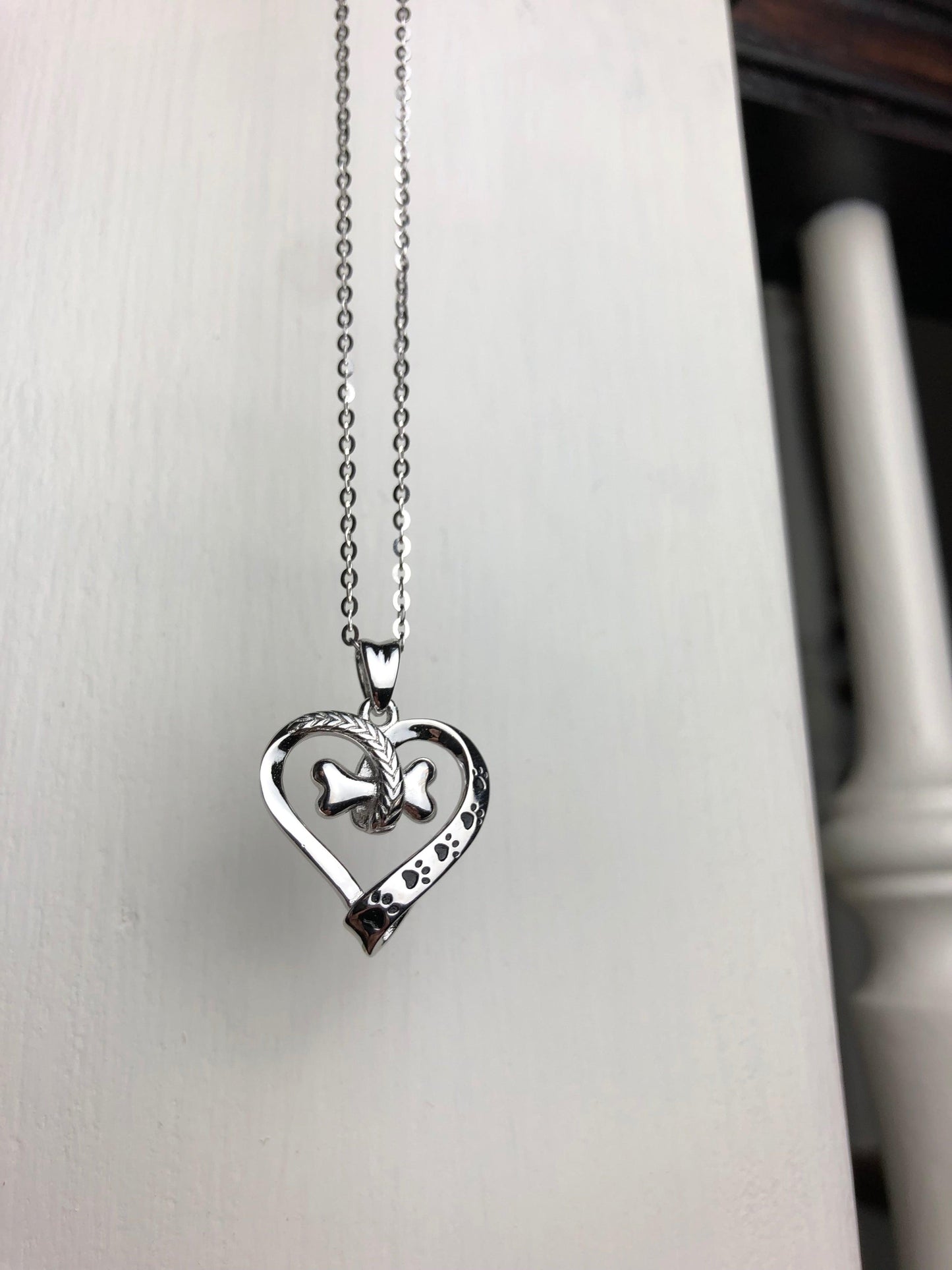 Sterling Silver Tass Print Hjärta Halsband 2