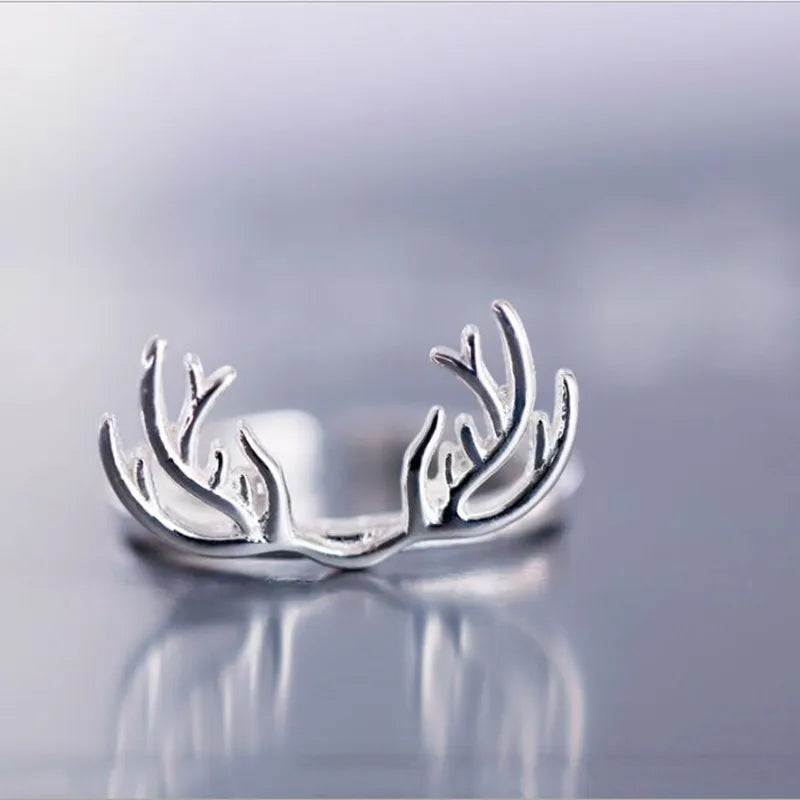 Sterling Silver Antler Ring Justerbar
